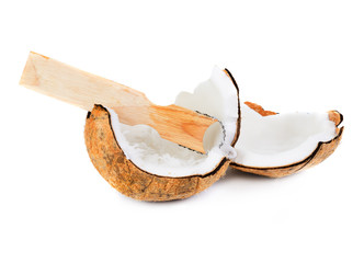 grated fresh coconut isolated on white