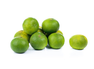 fresh green lemon isolated on white