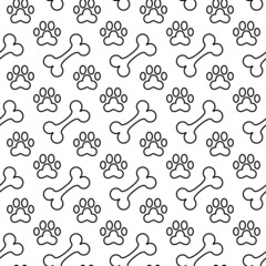 Fototapeta na wymiar Pet paw and bones for dog pattern
