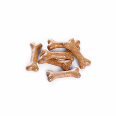 Dog treats on white background