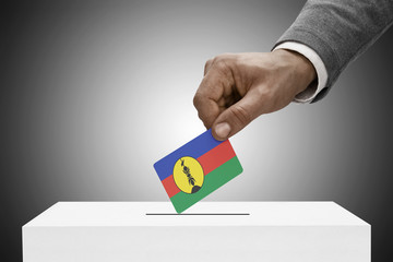 Ballot box painted into national flag colors - New Caledonia