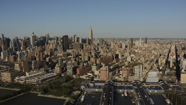 Aerial Empire State Building Manhattan Hudson River Piers New York 