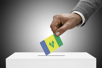 Ballot box and national flag - Saint Vincent and the Grenadines