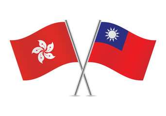 Taiwanese and Hong Kong flags. Vector illustration.