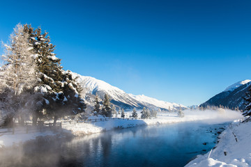 River in winter mountains