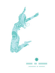 Vector soft peacock feathers jumping girl silhouette pattern