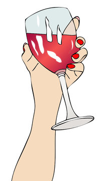 hand holding red wine glass clip art preview