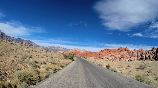 POV vehicle driving Red Rock Canyon State Park Keystone Thurst Nevada USA