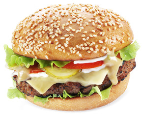 Hamburger isolated on a white background.