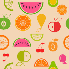 Flat colorful fruits seamless pattern