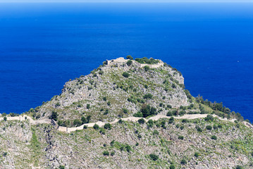 Mountain with ancient walls at Cefalu city