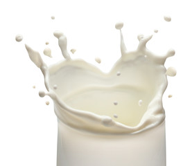 Splash of milk in the shape of heart.
