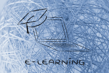 e-learning, online courses and graduation cap