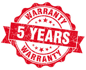 5 years warranty red vintage isolated seal