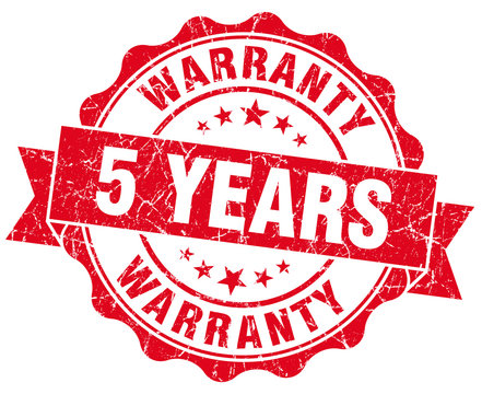 5 years warranty red vintage isolated seal
