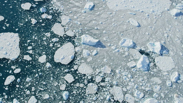 Aerial Remote Meltwater Warming Glaciers Frozen Mass Disko Bay Greenland 