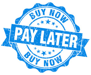 buy now pay later blue vintage isolated seal