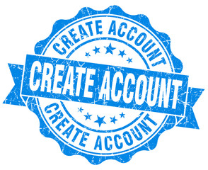 create account blue vintage isolated seal