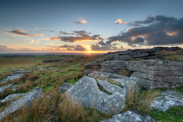 Sunset from Alex Tor on Bodmin Moor in Cornwall