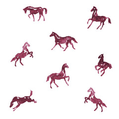 Watercolor horses. Vector