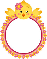 Chick with Flower Frame