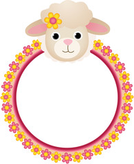 Sheep with Flower Frame