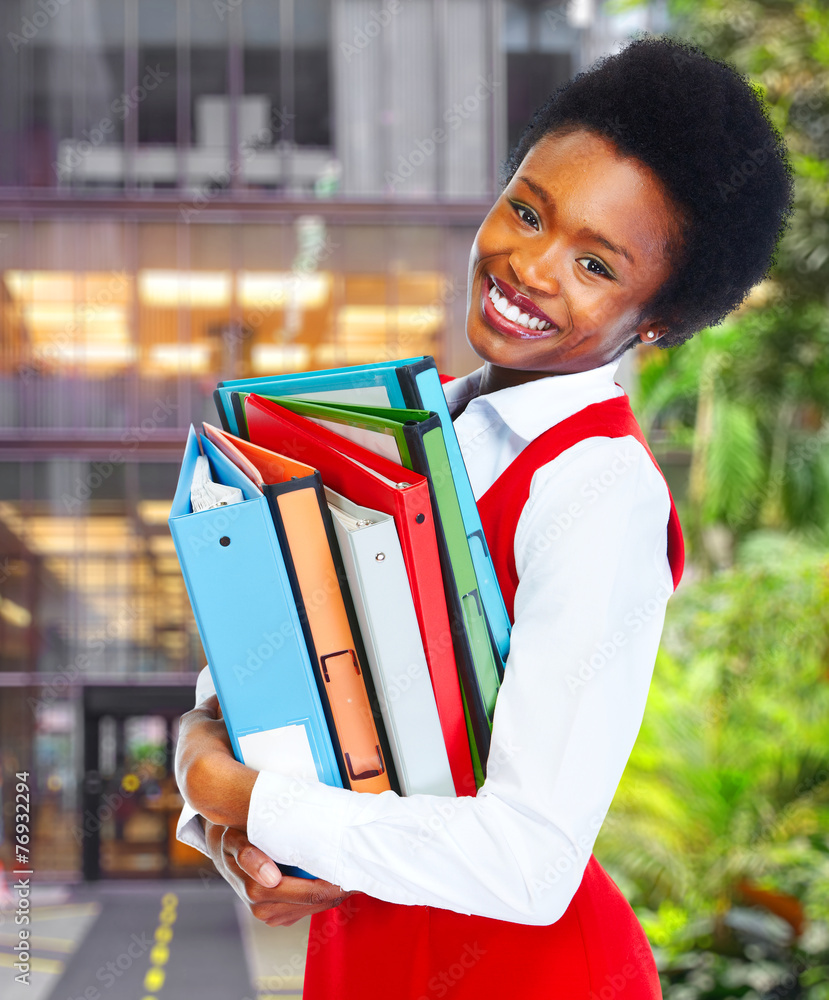 Poster young african student woman