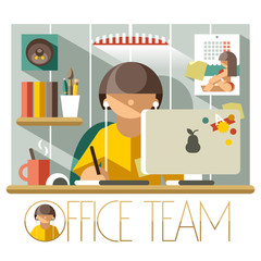 Flat Office Team Designer