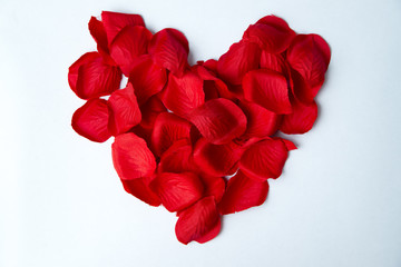 Petals of fabric in the shape of heart
