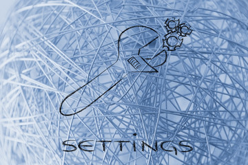 gearwheels and wrench, settings symbol