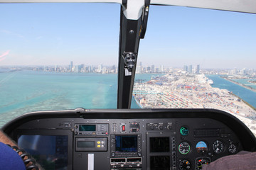 view from helicopter on miami