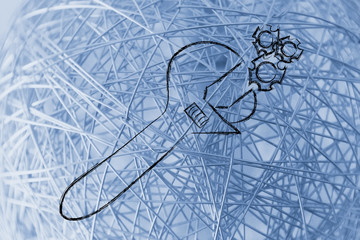 gearwheels and wrench, settings symbol