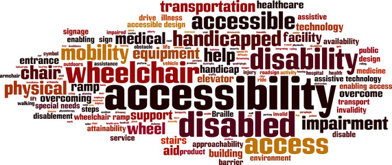 Accessibility word cloud concept. Vector illustration