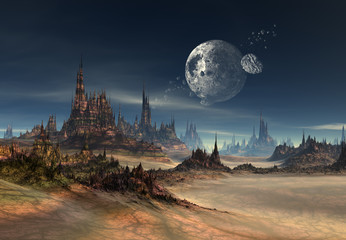 Naklejka premium Alien Planet - grafika komputerowa 3D