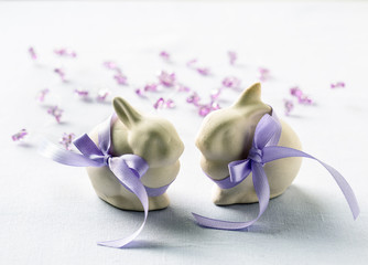 Two funny easter bunny