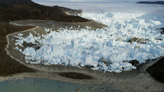 Aerial Frozen Ice Mass Arctic Glacier Greenland Changing Meteorology Climate
