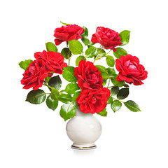 Red roses in vase