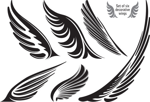 Set of six decorative wings