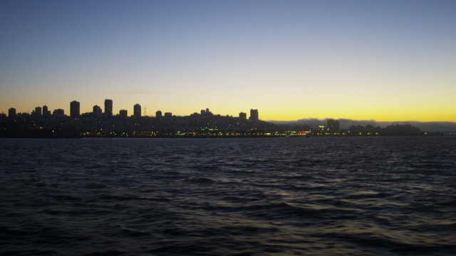 Port of San Francisco sunset City Skyscrapers San Francisco Bay, California, USA