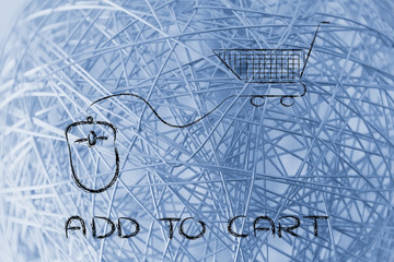 online business: computer mouse and shopping cart