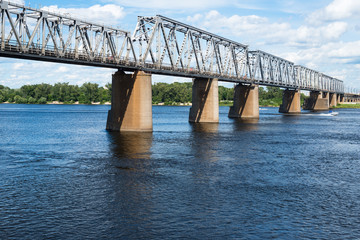 Petrivskiy railroad bridge in Kyiv (Ukraine) across the Dnieper