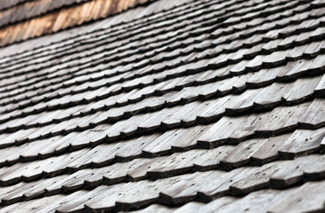 Old wooden shingle roof