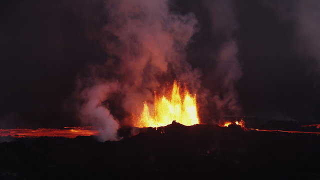 Aerial Volcanic Molten Lava Holuhraun Barren Landscape Bardarbunga Iceland 
