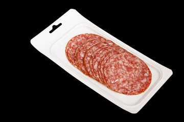 vacuum-packed sliced salami - 76939495