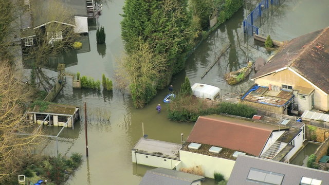 Environmental damage by flooding, Surrey, UK