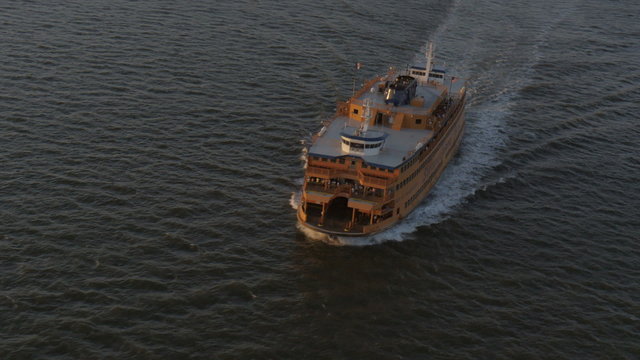 Aerial Staten Island Ferry commuter passenger Manhattan New York USA