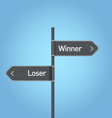 Obraz premium Winner vs loser choice road sign