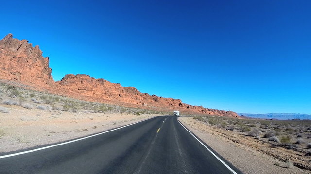 POV Valley of Fire Road drive rock desert winter Interstate 15 State Park Nevada USA