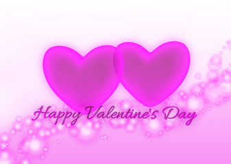 Pink hearts and text Happy Valentine's Day