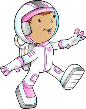 Cute Girl Astronaut Vector Illustration Art